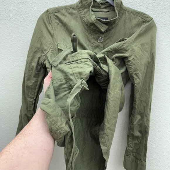 Talbots Green Cotton Linen Lyocell Utility Military Button Jacket Womens Medium - Picture 6 of 7